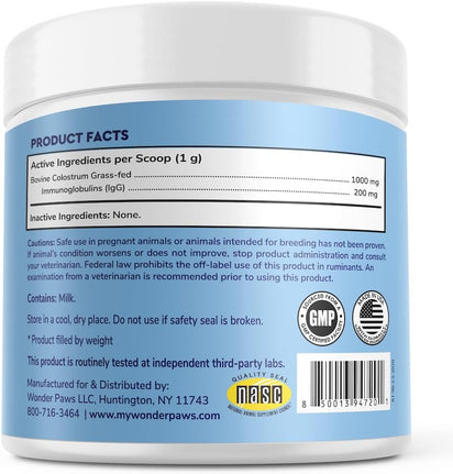 Calostro en polvo de animales alimentados con pasto