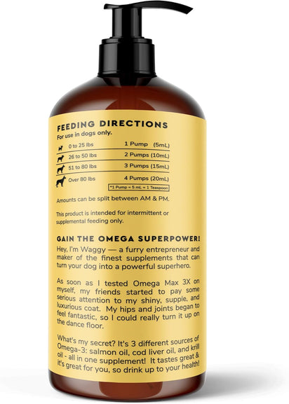Omega Max 3X: aceite de pescado de triple fuente para perros