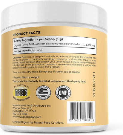 Polvo de hongo cola de pavo para perros