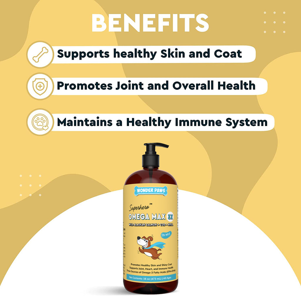 Wild Alaskan Salmon Oil for Dogs & Cats - Omega 3 Skin & Coat Support -  Liquid Food Supplement for Pets - Natural EPA + DHA Fatty Acids for Joint